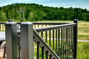 Aria Baluster Railing and Stair Close up (Black)